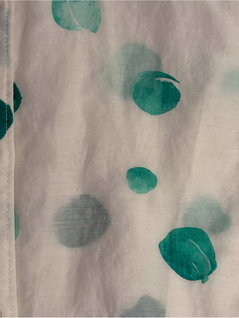 Cotton Silk Blend Women’s Shirt Large Polka Dot Button Up White Green JCP - Picture 8 of 8